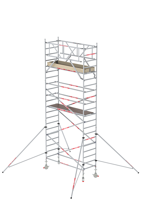 RS TOWER 31 PLUS rolsteiger - 7.20 meter werkhoogte - 0.90 meter breed - 2.45 m houten platform - Schoren