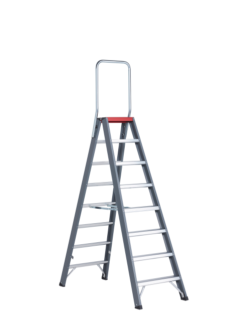 Falco dubbel oploopbare trapladder (FDO) - 8 treden - met inklapbare beugel