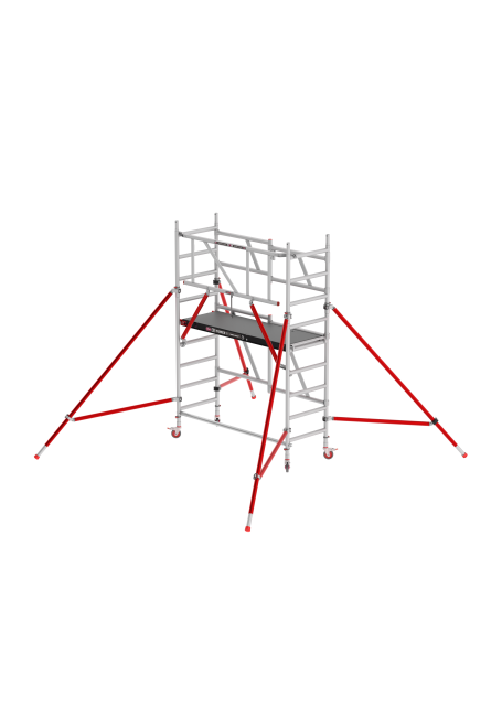 RS TOWER 54 kamersteiger - 3.60 m werkhoogte - 0.75 m breed - 1.85 m houten platform - Schoren