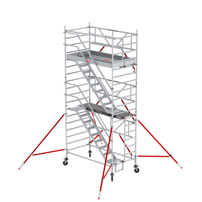 RS TOWER 53-S trapsteiger - 6.20 m werkhoogte - 1.35 m breed - 1.85 m houten platform - Safe-Quick®