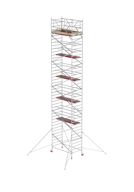 RS TOWER 42 échafaudage roulant - 13.20 m hauteur de travail - 1.35 m de large - 2.45 m plate-forme en bois - Lisses