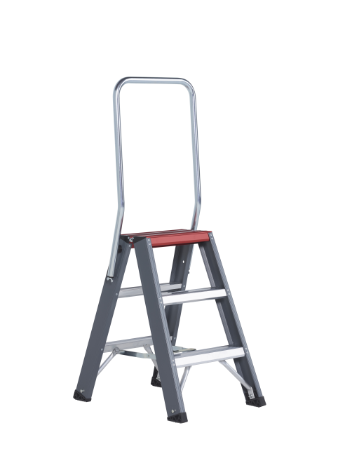 Falco dubbel oploopbare trapladder (FDO) - 3 treden - met inklapbare beugel