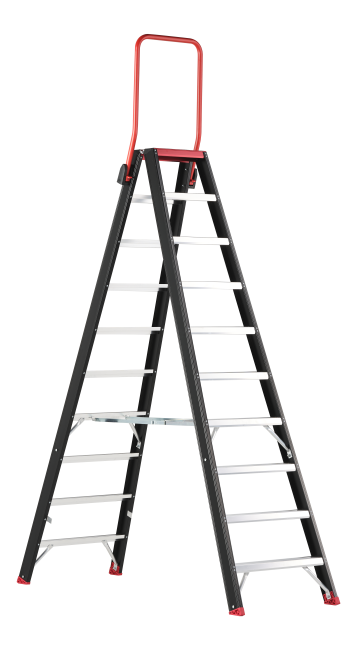 Taurus dubbel oploopbare trapladder (TDO) - 10 treden - met inklapbare beugel