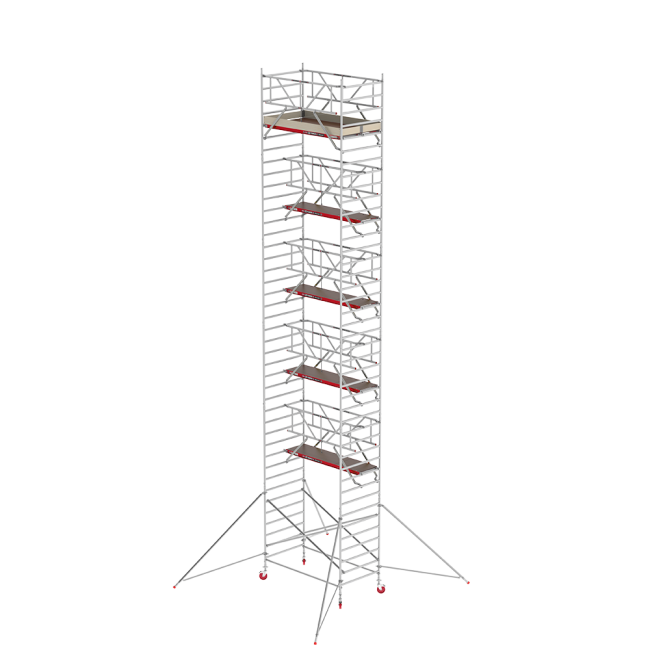 RS TOWER 42 échafaudage roulant - 7.20 m hauteur de travail - 1.35 m de large - 2.45 m plate-forme en bois - Lisses