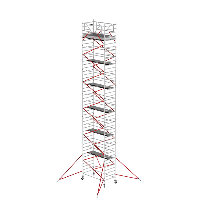 RS TOWER 52 rolsteiger - 14.20 m werkhoogte - 1.35 m breed - 2.45 m houten platform - Schoren