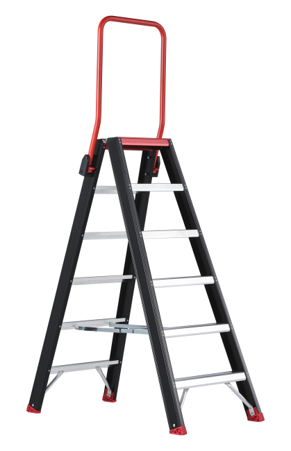 Taurus dubbel oploopbare trapladder (TDO) - 6 treden - met inklapbare beugel