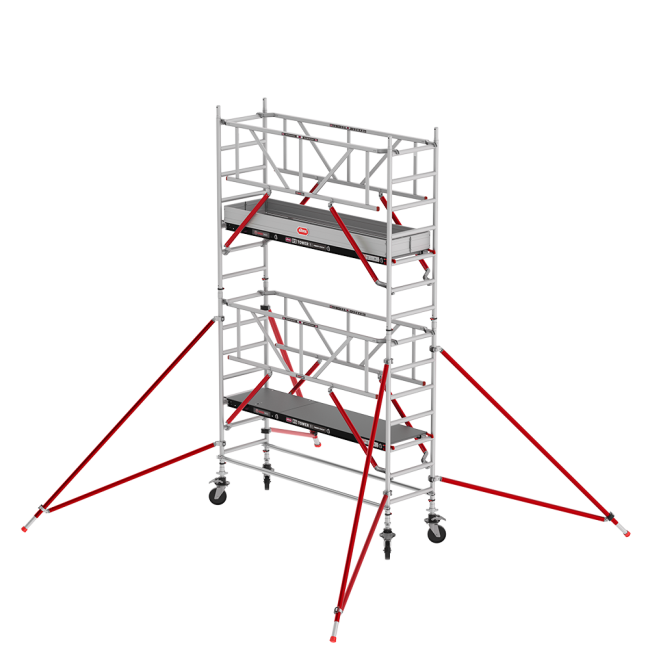 RS TOWER 51 rolsteiger - 5.20 m werkhoogte - 0.75 m breed - 1.85 m houten platform - Safe-Quick® + schoren
