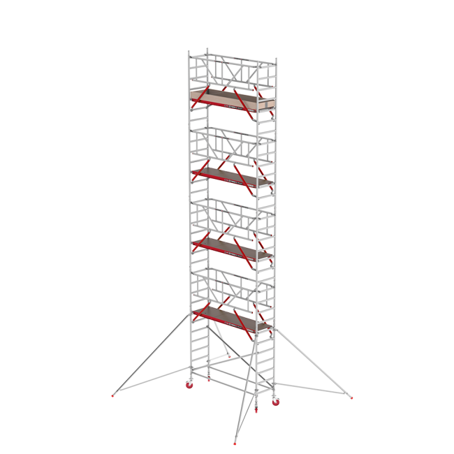 RS TOWER 41 échafaudage roulant - 4.20 m hauteur de travail - 0.75 m de large - 1.85 m plate-forme en bois - Safe-Quick® + lisses