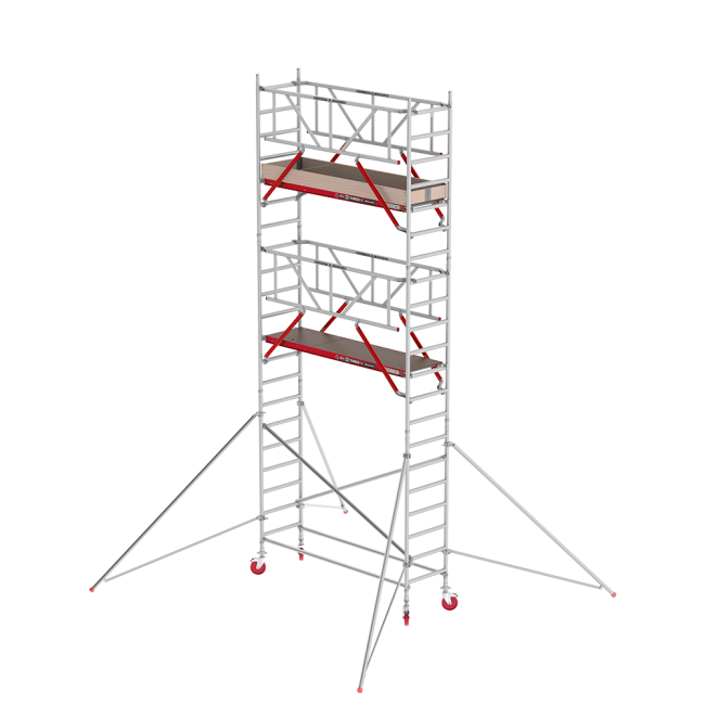 RS TOWER 41 rolsteiger - 7.20 m werkhoogte - 0.75 m breed - 2.45 m houten platform - Safe-Quick® + schoren