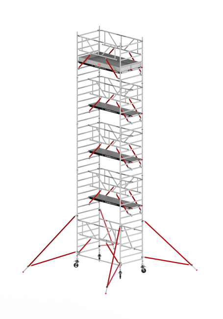 RS TOWER 55-S folding tower - 10.80 m working height - 1.35 m width - 2.45 m Fiber-Deck® platform - Safe-Quick®