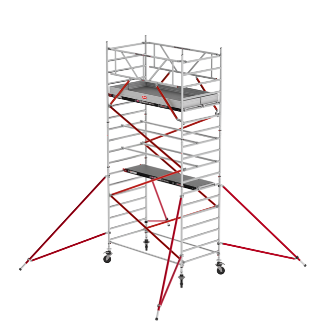 RS TOWER 52 andamio - 6.20 m altura de trabajo - 1.35 m ancho - 2.45 m Fiber-Deck® plataforma - Tirantes