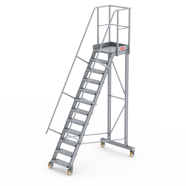 Mobile industrial platform stepladder - 60° slope angle - 10 treads