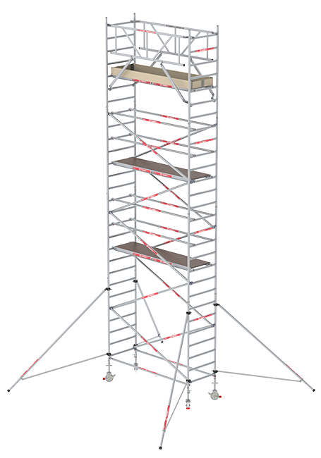RS TOWER 31 PLUS rolsteiger - 9.20 meter werkhoogte - 0.90 meter breed - 2.45 m houten platform - Schoren