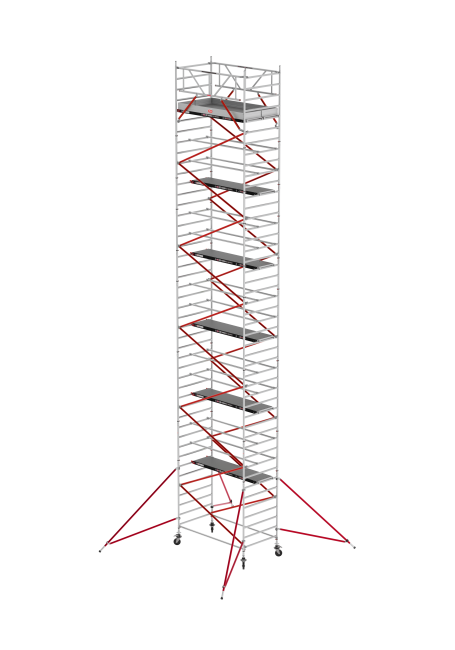 RS TOWER 52 mobile access tower - 14.20 m working height - 1.35 m width - 1.85 m Fiber-Deck® platform - Braces