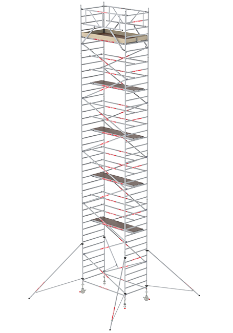 RS TOWER 32 rolsteiger - 13.20 meter werkhoogte - 1.35 meter breed - 2.45 m houten platform - Schoren