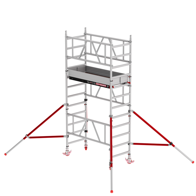 MiTOWER PLUS andamio - 4.20 m altura de trabajo - 0.75 m ancho - 1.65 m plataforma de madera - Safe-Quick®