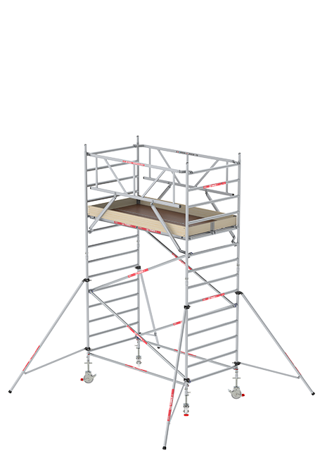 RS TOWER 32 rolsteiger - 5.20 meter werkhoogte - 1.35 meter breed - 2.45 m houten platform - Schoren