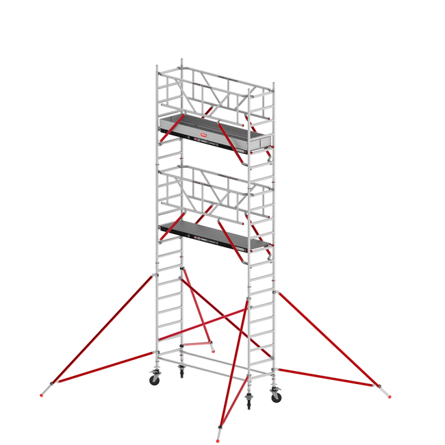 RS TOWER 51 PLUS rolsteiger - 7.20 m werkhoogte - 0.90 m breed - 2.45 m Fiber-Deck® platform - Safe-Quick® + schoren