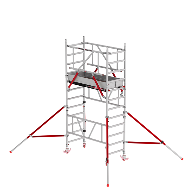 MiTOWER PLUS échafaudage roulant - 4.20 m hauteur de travail - 0.75 m de large - 1.65 m plate-forme en bois - Safe-Quick®