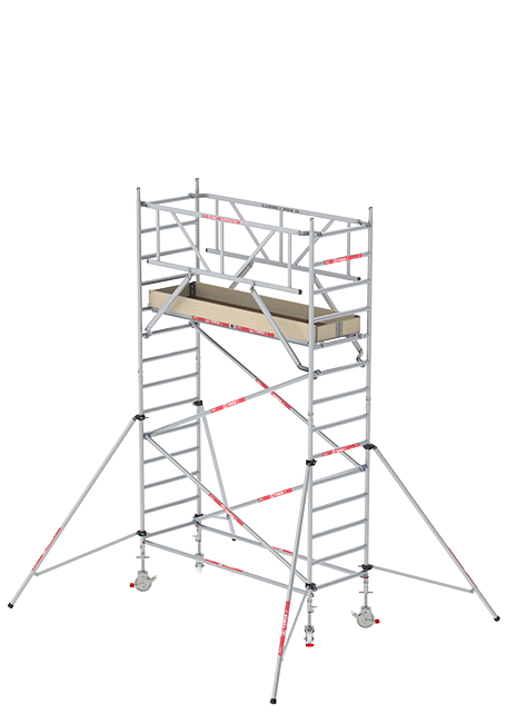 RS TOWER 31 PLUS rolsteiger - 5.20 meter werkhoogte - 0.90 meter breed - 2.45 m houten platform - Schoren