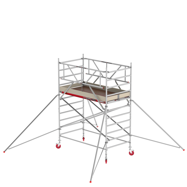 RS TOWER 42 échafaudage roulant - 4.20 m hauteur de travail - 1.35 m de large - 2.45 m plate-forme en bois - Safe-Quick® + lisses