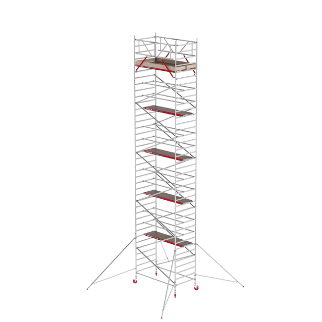 RS TOWER 42 rolsteiger - 12.20 m werkhoogte - 1.35 m breed - 2.45 m houten platform - Schoren