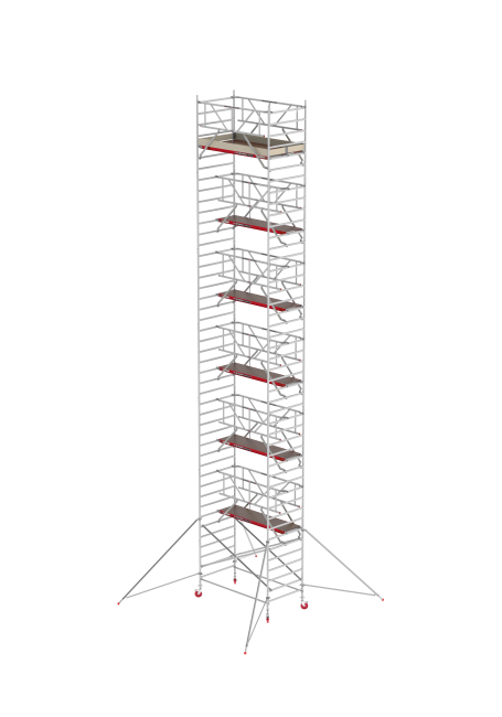RS TOWER 42 échafaudage roulant - 14.20 m hauteur de travail - 1.35 m de large - 1.85 m plate-forme en bois - Safe-Quick® + lisses