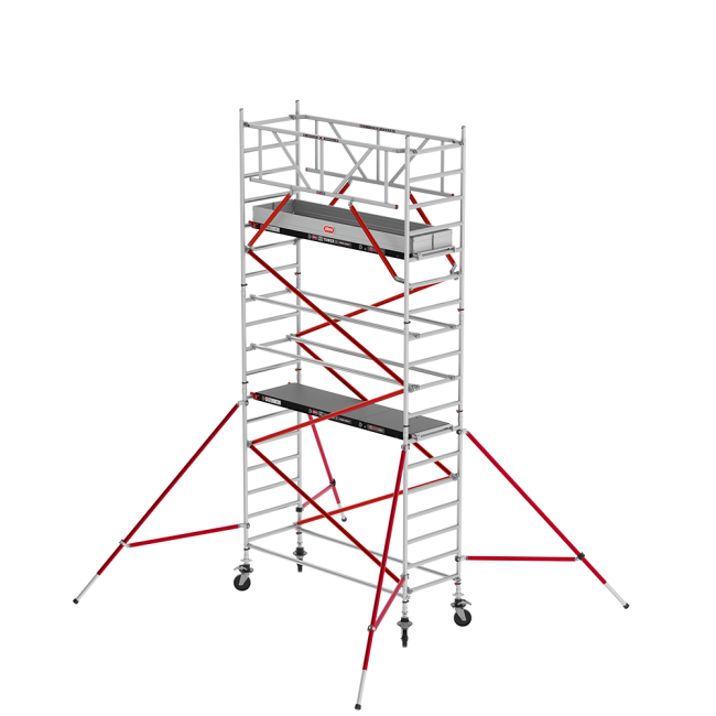 RS TOWER 51 PLUS échafaudage roulant - 6.20 m hauteur de travail - 0.90 m de large - 2.45 m Fiber-Deck® plate-forme - Lisses