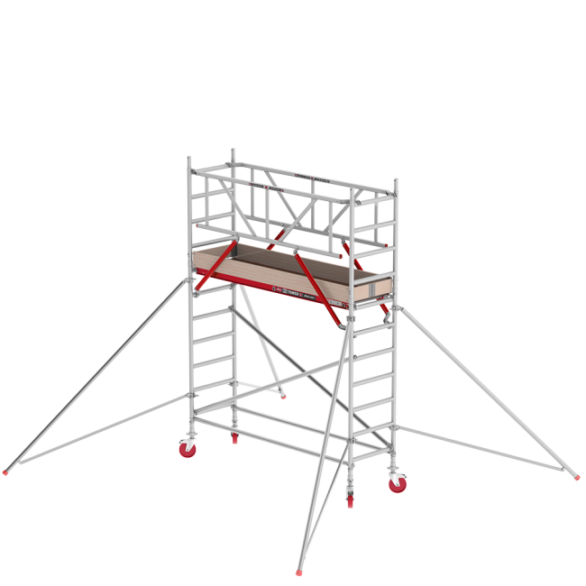 RS TOWER 41 mobile access tower - 4.20 m working height - 0.75 m width - 2.45 m wooden platform - Safe-Quick® + braces