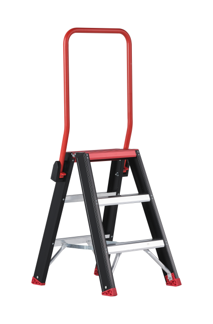 Taurus dubbel oploopbare trapladder (TDO) - 3 treden - met inklapbare beugel