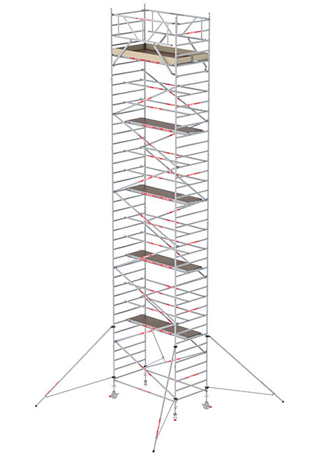 RS TOWER 32 rolsteiger - 12.20 meter werkhoogte - 1.35 meter breed - 2.45 m houten platform - Schoren