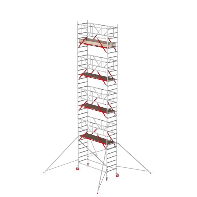 RS TOWER 41 PLUS rolsteiger - 7.20 m werkhoogte - 0.90 m breed - 2.45 m houten platform - Safe-Quick® + schoren