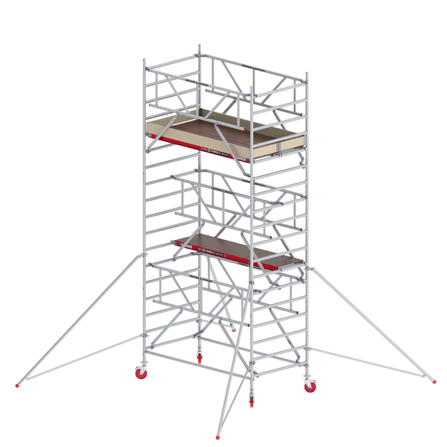 RS TOWER 42-S échafaudage roulant - 6.20 m hauteur de travail - 1.35 m de large - 1.85 m plate-forme en bois - Safe-Quick®