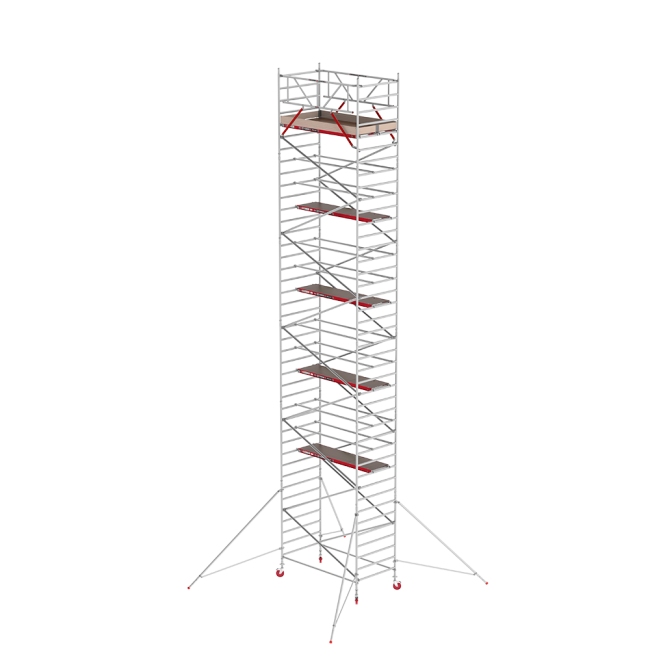 RS TOWER 42 échafaudage roulant - 13.20 m hauteur de travail - 1.35 m de large - 2.45 m plate-forme en bois - Lisses