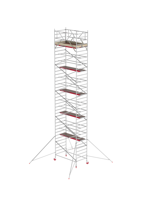 RS TOWER 42 échafaudage roulant - 12.20 m hauteur de travail - 1.35 m de large - 2.45 m plate-forme en bois - Lisses