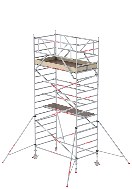 RS TOWER 32 rolsteiger - 6.20 meter werkhoogte - 1.35 meter breed - 2.45 m houten platform - Schoren