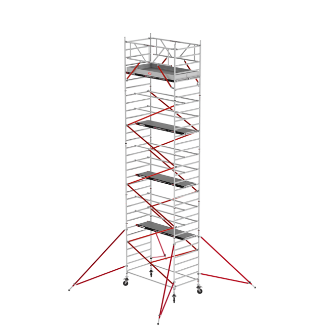 RS TOWER 52 mobile access tower - 10.20 m working height - 1.35 m width - 3.05 m wooden platform - Braces