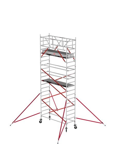 RS TOWER 51 PLUS rolsteiger - 7.20 m werkhoogte - 0.90 m breed - 2.45 m Fiber-Deck® platform - Schoren