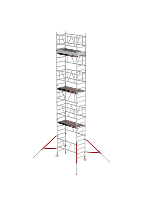MiTOWER PLUS mobile access tower - 8.20 m working height - 0.75 m width - 1.65 m Fiber-Deck® platform - Braces