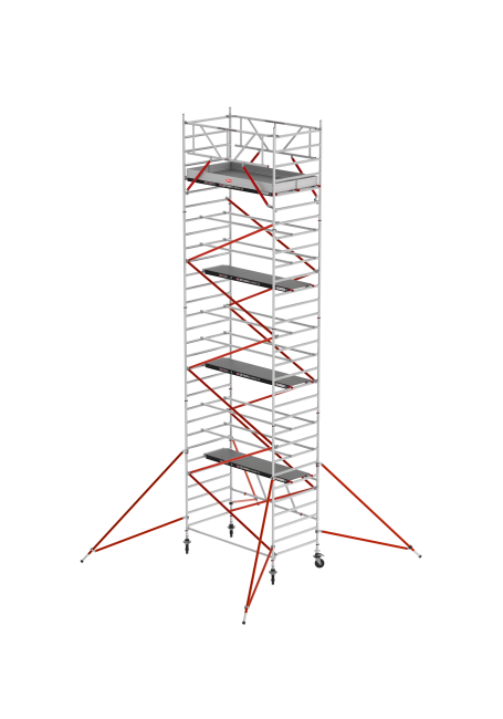 RS TOWER 55 folding tower - 9.80 m working height - 1.35 m width - 1.85 m wooden platform - Braces