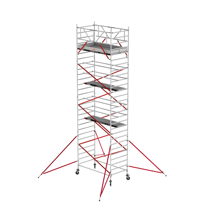 RS TOWER 52 rolsteiger - 9.20 m werkhoogte - 1.35 m breed - 2.45 m houten platform - Schoren