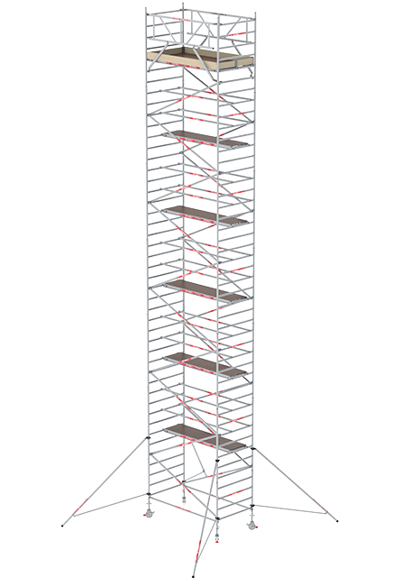 RS TOWER 32 rolsteiger - 7.20 meter werkhoogte - 1.35 meter breed - 2.45 m houten platform - Schoren