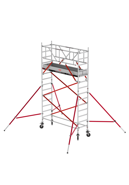 RS TOWER 51 échafaudage roulant - 5.20 m hauteur de travail - 0.75 m de large - 2.45 m plate-forme en bois - Lisses