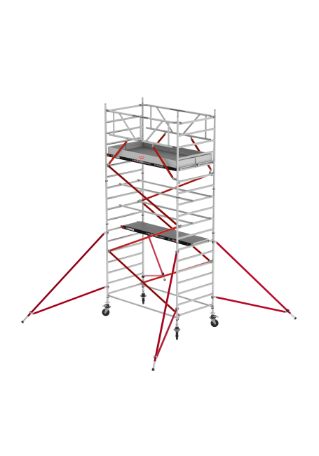 RS TOWER 52 mobile access tower - 6.20 m working height - 1.35 m width - 1.85 m Fiber-Deck® platform - Braces