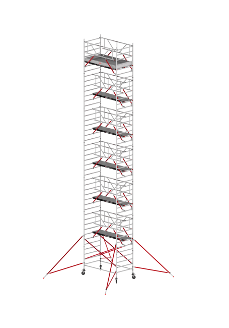 RS TOWER 52 mobile access tower - 14.20 m working height - 1.35 m width - 2.45 m Fiber-Deck® platform - Safe-Quick® + braces