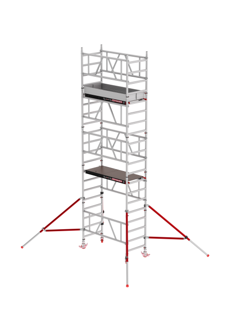MiTOWER PLUS andamio - 6.20 m altura de trabajo - 0.75 m de ancho - 1.65 m plataforma de madera - Tirantes