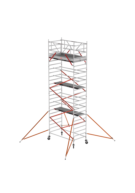 RS TOWER 52 mobile access tower - 8.20 m working height - 1.35 m width - 1.85 m Fiber-Deck® platform - Braces