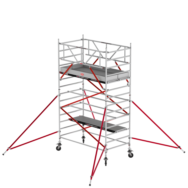 RS TOWER 52 andamio - 5.20 m altura de trabajo - 1.35 m ancho - 2.45 m Fiber-Deck® plataforma - Tirantes