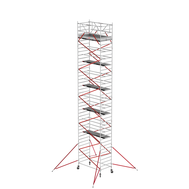 RS TOWER 52 andamio - 13.20 m altura de trabajo - 1.35 m ancho - 2.45 m Fiber-Deck® plataforma - Tirantes