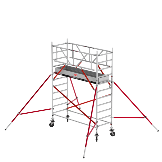 RS TOWER 51 PLUS rolsteiger - 4.20 m werkhoogte - 0.90 m breed - 3.05 m Fiber-Deck® platform - Schoren
